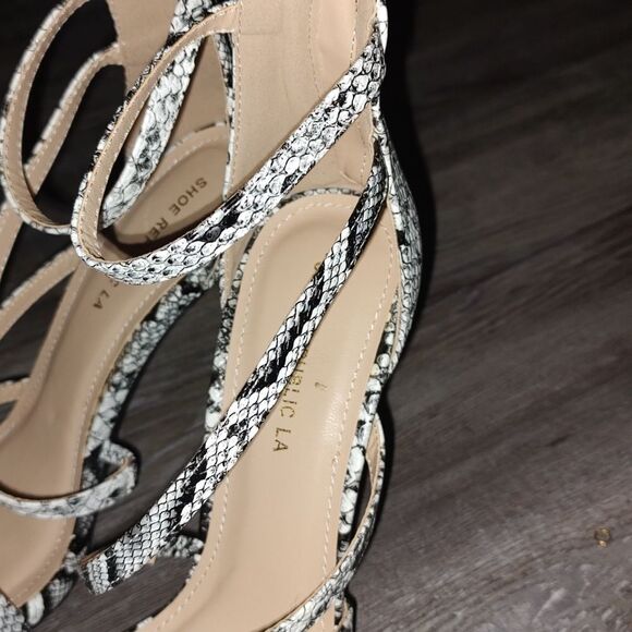 Shoe Republic LA faux snakeskin strappy heels Sz 7.5 - Picture 10 of 10